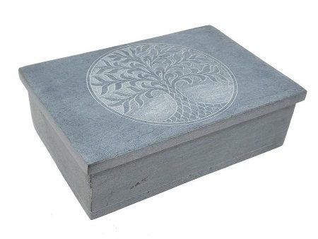 Tree of Life Carved Soapstone Box Discount