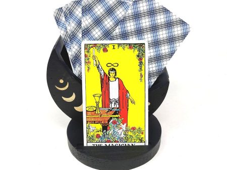 Black Wooden Moon Phase Tarot Card Tray Holder (2 Piece) 5 D on Sale