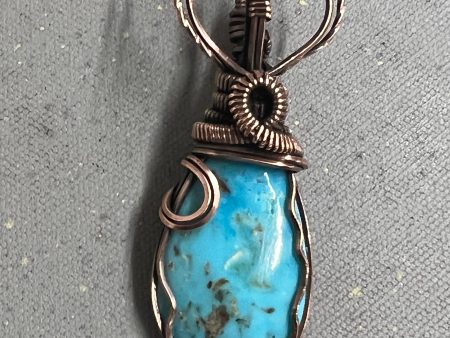 Native Turquoise Copper Wrapped Necklace (1) Online now