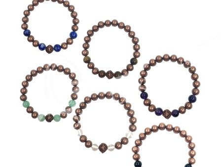 Copper and Random Stone Bead Bracelet Hot on Sale