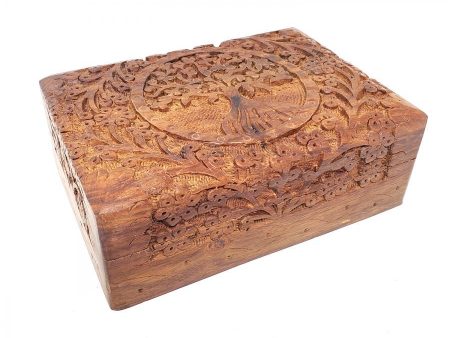 Tree of Life Carved Wood Box 5x7  Sale