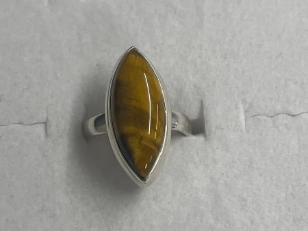 Golden Tiger Eye Sterling Silver Ring (Size 8) Cheap