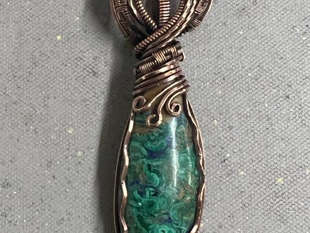 Azurite Malachite Copper Wrapped Necklace Discount