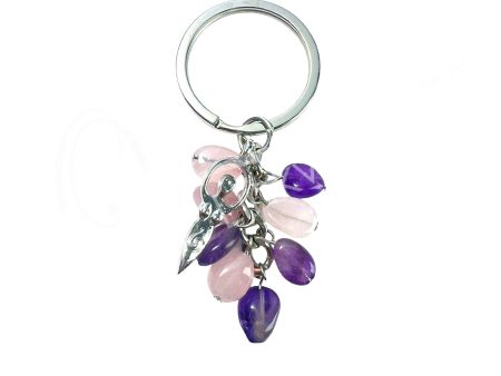 Rose Quartz and Amethyst W  Goddess Key Chain Sale