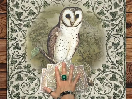 Vintage Green Owl Tarot Altar Cloth For Sale