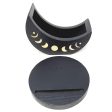 Black Wooden Moon Phase Tarot Card Tray Holder (2 Piece) 5 D on Sale