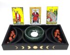 Wooden Triple Moon & Moon Phase Tarot Card Tray Online Hot Sale