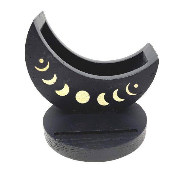 Black Wooden Moon Phase Tarot Card Tray Holder (2 Piece) 5 D on Sale