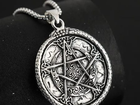 Pentagram Tree of Life Double-Sided Round Pendant Necklace Cheap