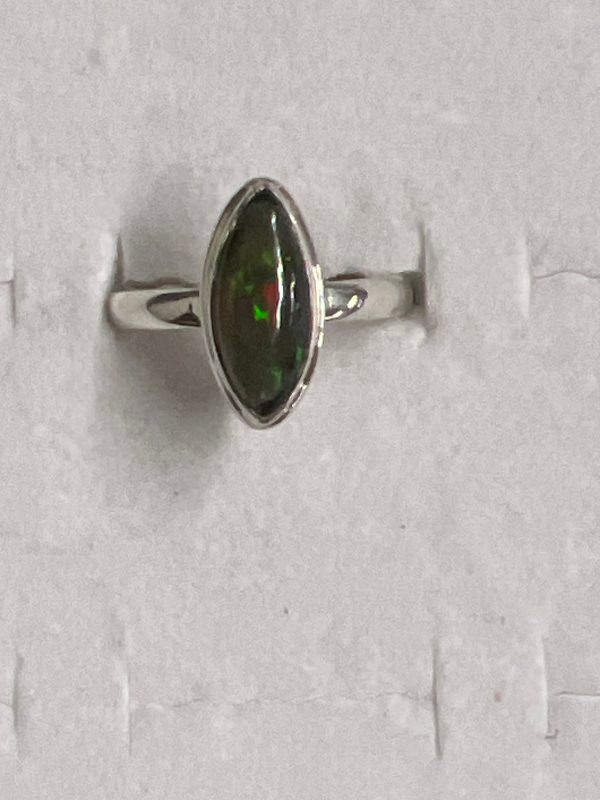 Ethiopian Black Opal Sterling Silver Ring (Size 9) Hot on Sale