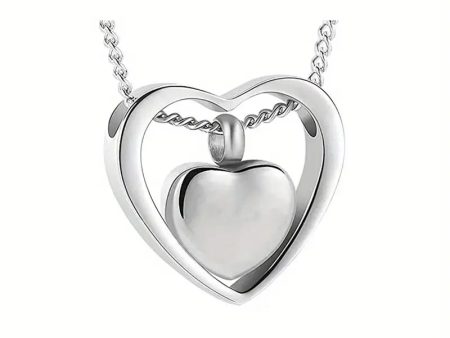 Silver Double Heart Cremation Jewelry Urn Necklace Online