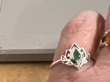 Emerald Lotus Ring (Size 8) For Discount