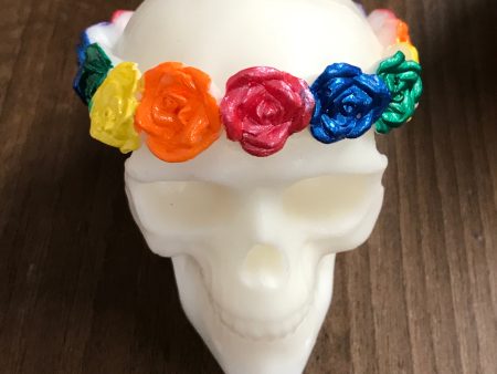 Skull W Crown of Roses Candle Online now