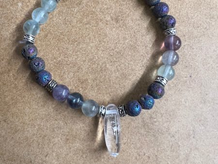 Stability and Calm Bracelet (Fluorite and Lave Stone) Sale