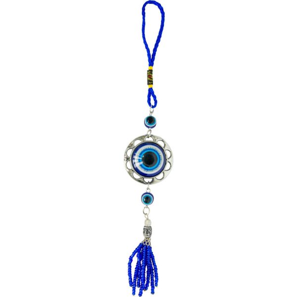 Glass Evil Eye Talisman - Puffed Evil Eye w  Beaded Tassel Discount