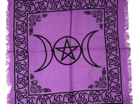 Triple Moon Pentagram  Altar Cloth with fringe For Cheap