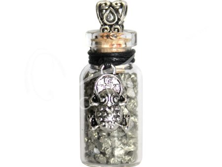 Pyrite Chips Bottle W  Money Frog Necklace For Cheap