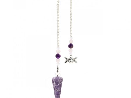 Lepidolite W  Triple Moon Pendulum For Cheap