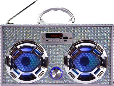 Iridescent Bling Boombox w LED Speakers on Sale