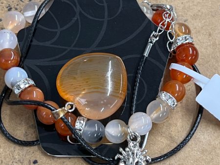 Agate and Carnelian W Lady Bug Bracelet and Carnelian Heart Necklace Discount