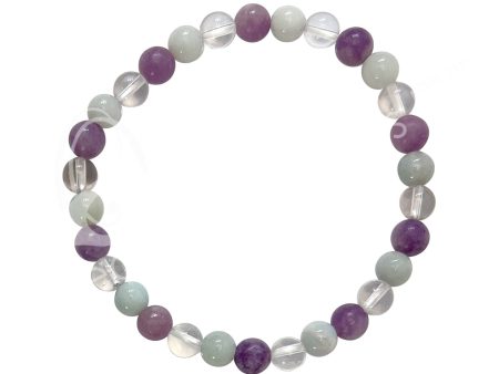 6mm Amazonite, Clear Quartz, Lepidolite Bracelet For Sale