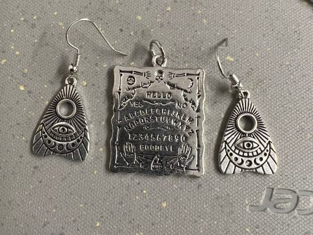 Spirit Board Necklace and Planchette Earrings Online now