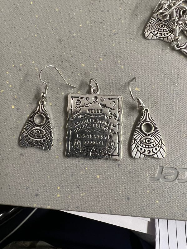 Spirit Board Necklace and Planchette Earrings Online now