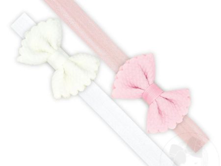 Two Tiny Soft Textured Butterfly Hair Bows On Matching Band Discount