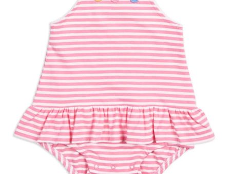 Stripe Knit Romper w Flowers Discount