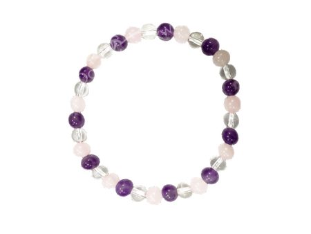 6mm Amethyst, Rose Quartz, Clear Quartz Bracelet Supply