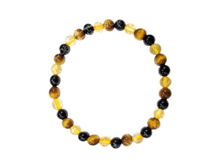 6mm Golden Tiger Eye, Black Tourmaline, Citrine Bracelet For Cheap