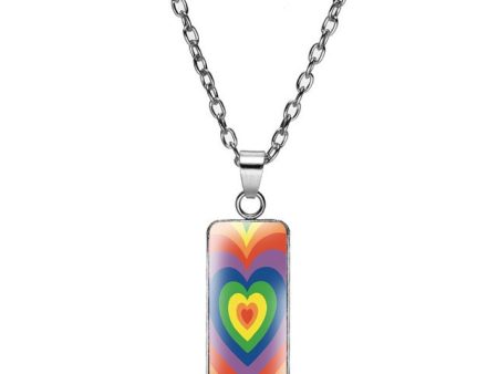 Gay Pride Rainbow Necklace Gradient Rainbow Heart Cheap