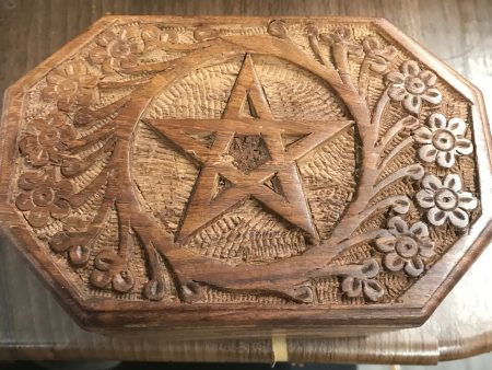 Hexagonal Pentacle Wood Box For Sale