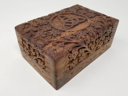 Triquetra Carved Wood Box Online now