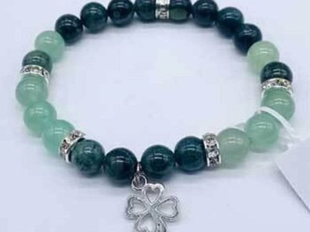 8 mm Kambaba Jasper and Green Aventurine W  4 Leaf Clover Fashion