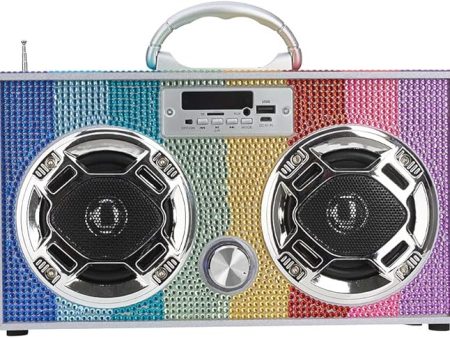 Rainbow Bling Retro Bluetooth Boombox Cheap