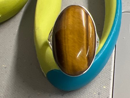 S S Golden Tiger Eye Ring Size 7.5 Hot on Sale