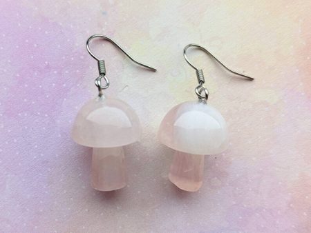 Rose Quartz Mushroom Earrings Discount